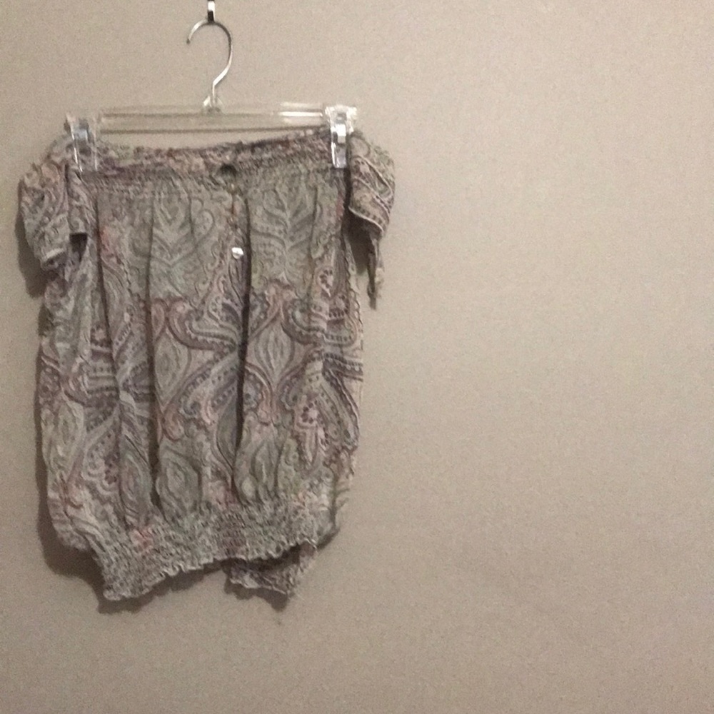 Off the shoulder printed blouse (see through)